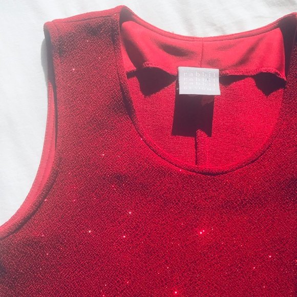 Rabbit Rabbit Rabbit Dress Red Sparkling Cocktail Sleeveless 10 M Dry Cleaned - Picture 11 of 11